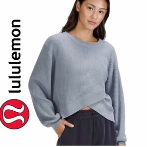 lululemon Reversible Crossover Sweater Blue Chambray Cashmere Blend Sz 12
